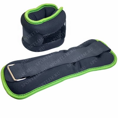 Утяжелители "ALT Sport" (2х2,0кг) (нейлон) в сумке (черный с зеленой окантовкой) (нейлоновый, наполнитель металлическая крошка) HKAW104-1